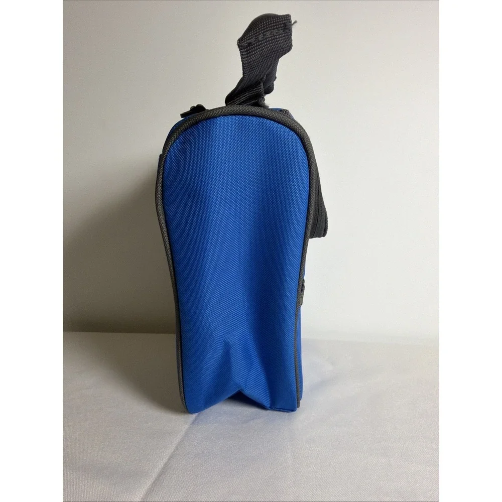 Columbia Blue Zippered Thermal Lunch Bag Tote With Bungee Drink Pocket